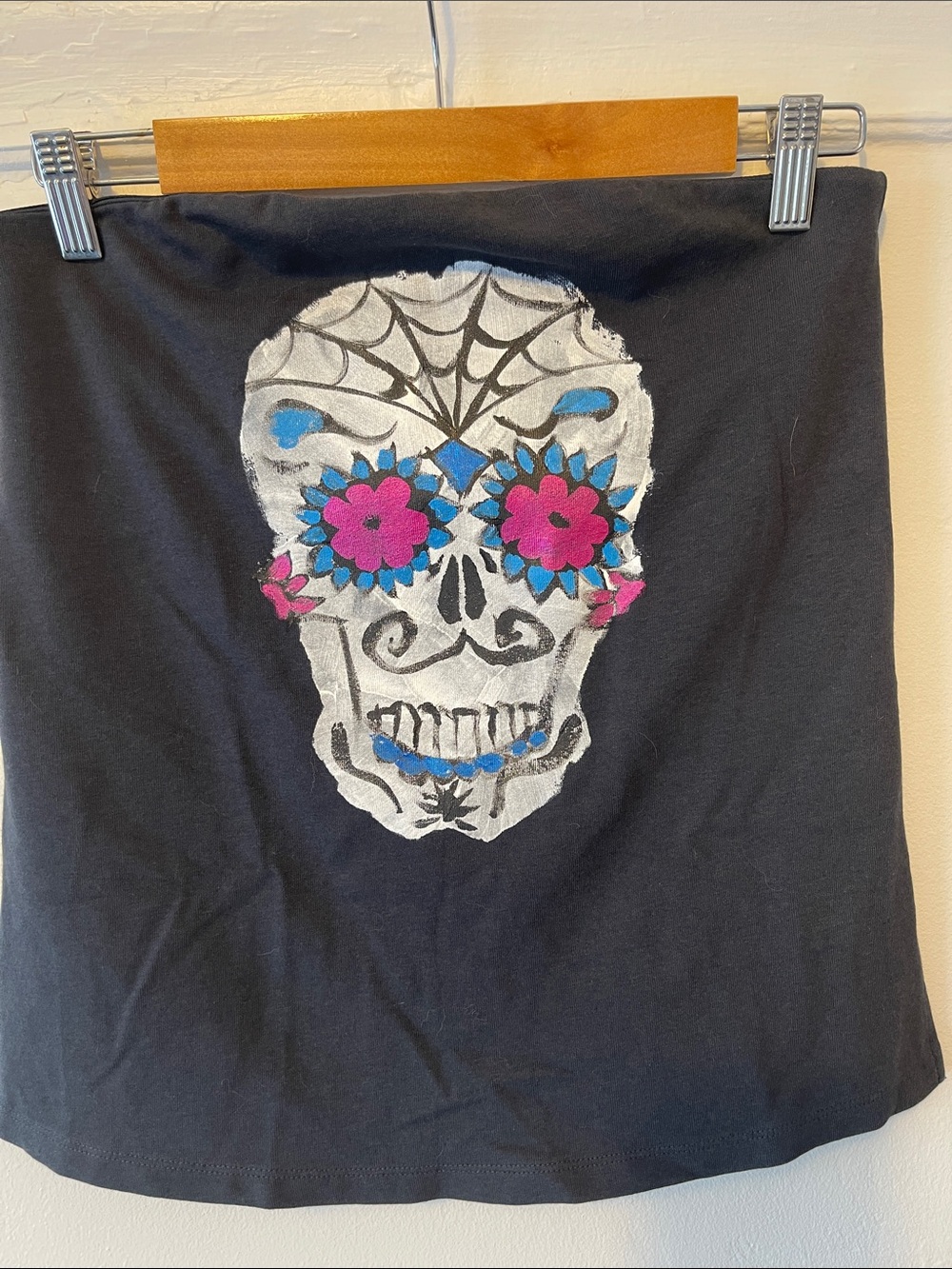 Hand-Painted Sugar Skull Tube Top